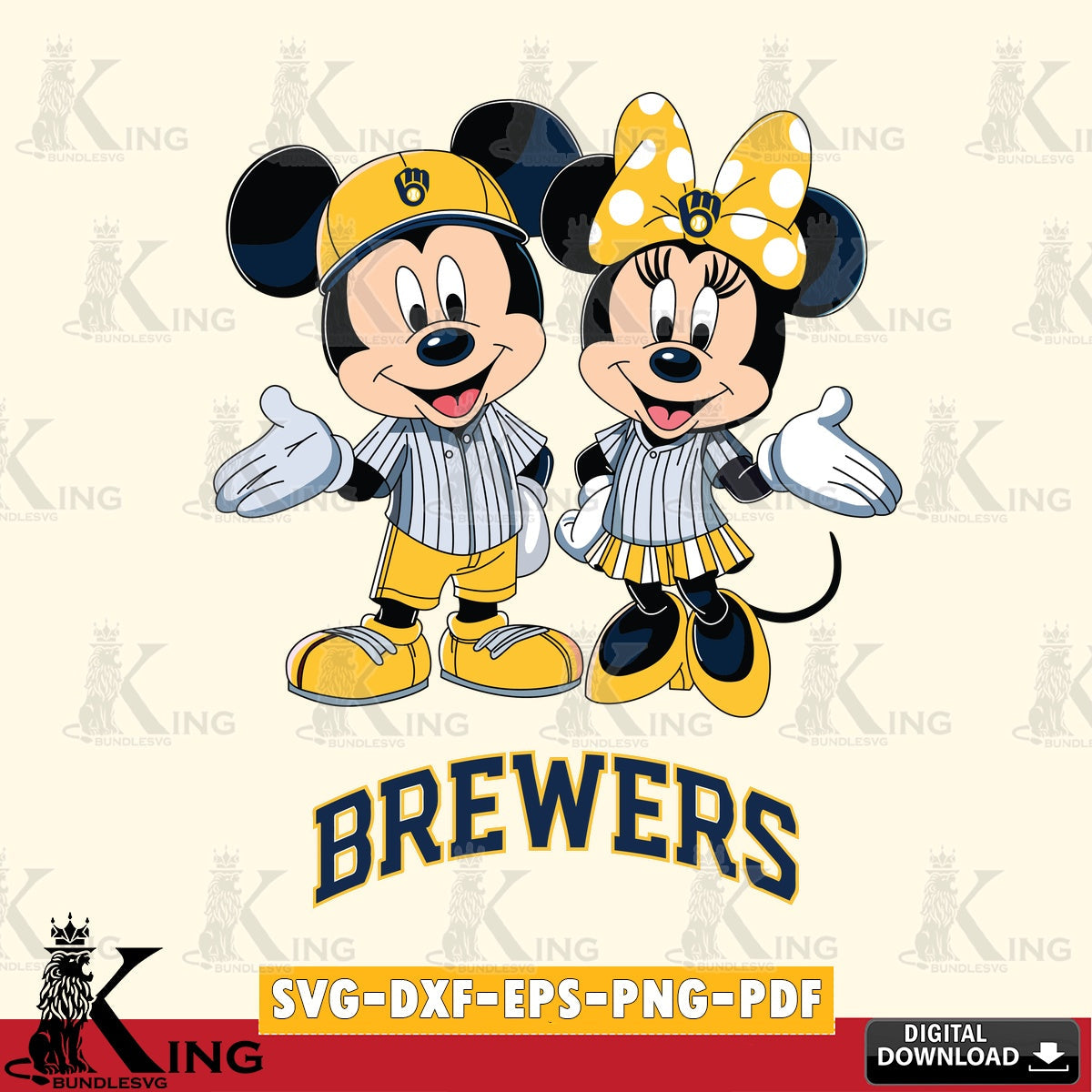 Milwaukee Brewers Mickey Minnie couple SVG file , For Cricut,  File cut , Digital Download , PDF File, Cut Files