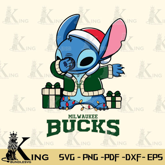 Milwaukee Bucks Stitch Merry Christmas Svg Eps Dxf Png File, Digital Download