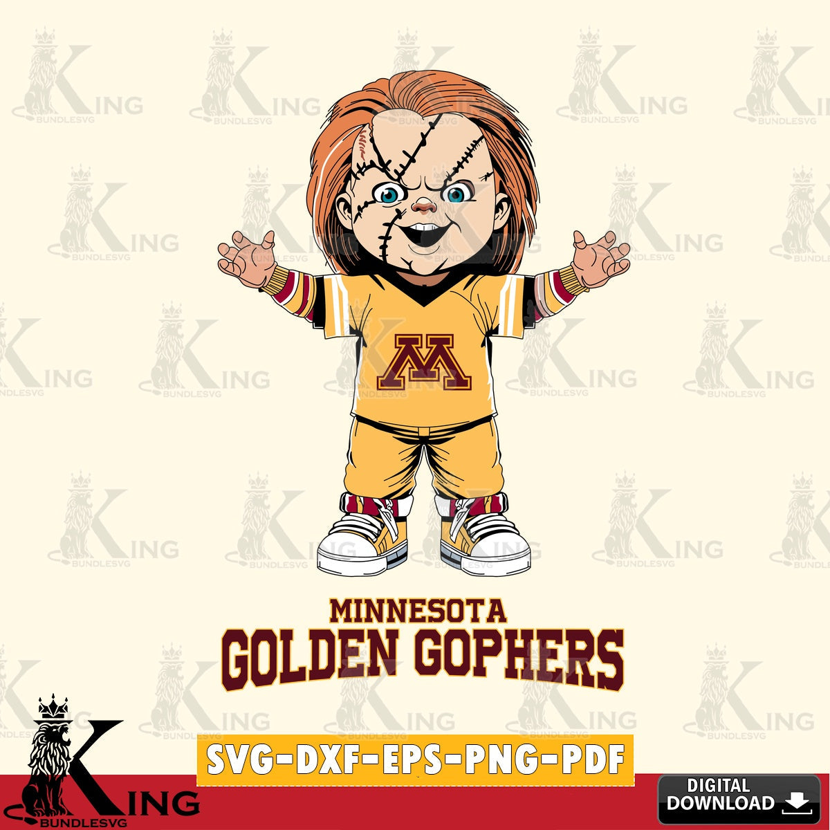 Stylish representation of Minnesota Golden Gophers Chucky Football, a vector illustration for POD merchandise and apparel