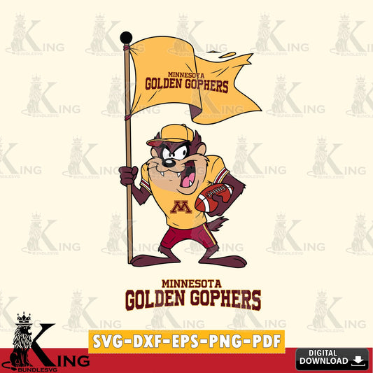 Minnesota Golden Gophers Football Taz Flag Art SVG file, Cut file  , Digital Download , Instant Download, Taz svg, NCAA svg
