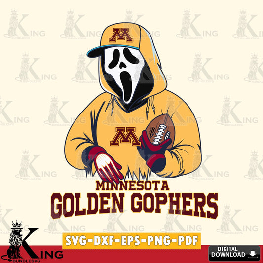 High-quality graphic of a Minnesota Golden Gophers Ghostface Scream football player, a digital download for Cricut Maker and