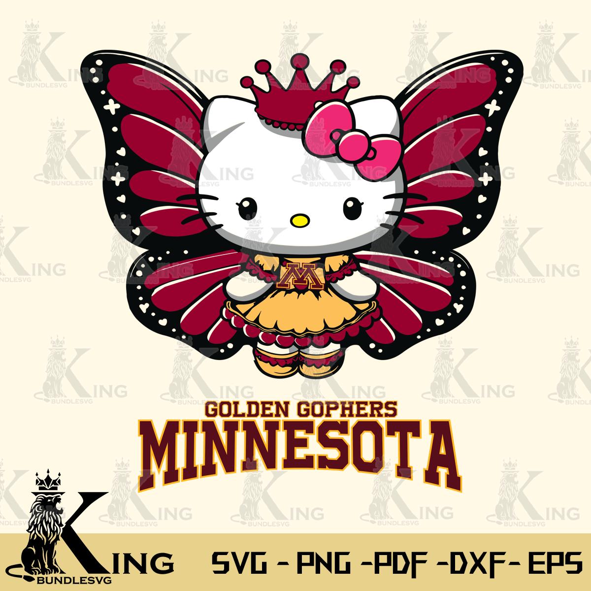 Minnesota Golden Gophers Kitty Wings & Flowers Svg Eps Dxf Png File, Digital Download