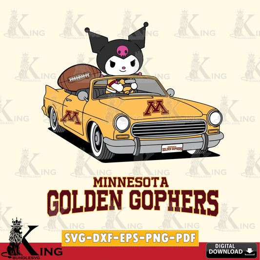 Minnesota Golden Gophers Kuromi Car Football Game SVG file, Cricut, Cut file  , Digital Download , Instant Download, Sanrio svg, Clipart