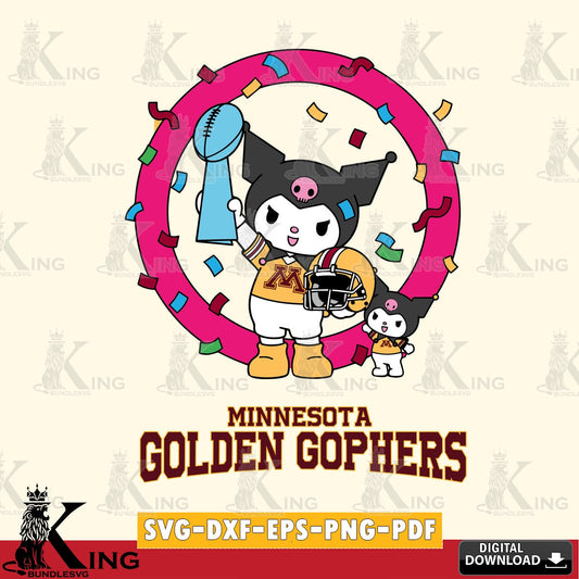 Minnesota Golden Gophers Kuromi Football Champion SVG file, Cricut, Cut file  , Digital Download , Instant Download, Sanrio svg, Clipart