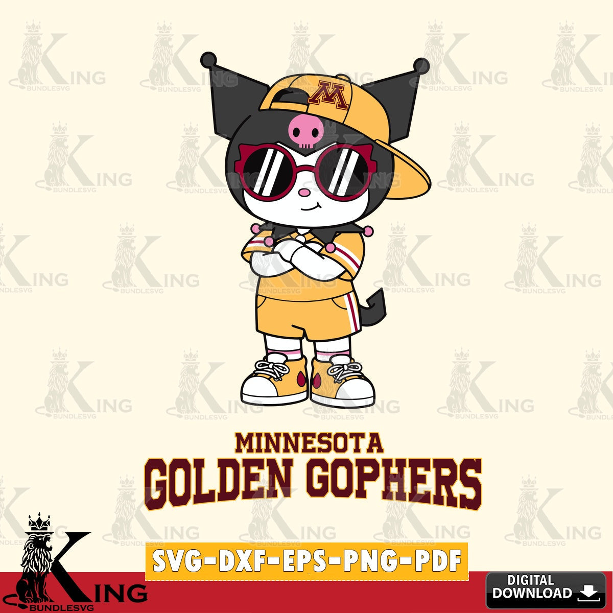 Minnesota Golden Gophers Kuromi Football Jersey SVG file, Cricut, Cut file  , Digital Download , Instant Download, Sanrio svg, Clipart