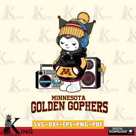 Minnesota Golden Gophers Kuromi Football Music SVG file, Cricut, Cut file  , Digital Download , Instant Download, Sanrio svg, Clipart