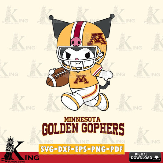Minnesota Golden Gophers Kuromi Football Run SVG file, Cricut, Cut file  , Digital Download , Instant Download, Sanrio svg, Clipart