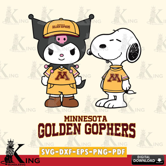 Minnesota Golden Gophers Kuromi Snoopy Football SVG file, Cricut, Cut file  , Digital Download , Instant Download, Sanrio svg, Clipart