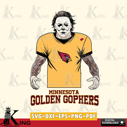 Printable art of Minnesota Golden Gophers Michael Myers tattoo football, a digital file for silhouette cameo and cricut projects