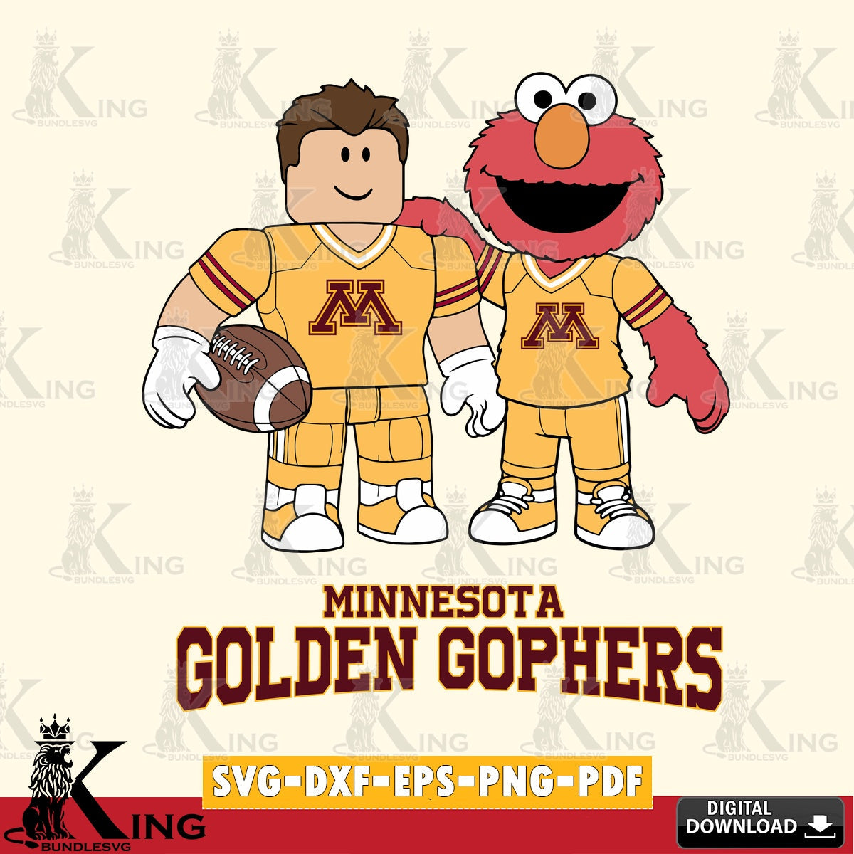 Minnesota Golden Gophers Roblox & Elmo Football SVG file , NCAA Cricut,  File cut , Digital Download , PDF File