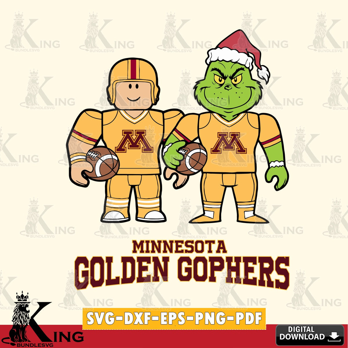 Minnesota Golden Gophers Roblox & Grinch Football SVG file , NCAA Cricut,  File cut , Digital Download , PDF File