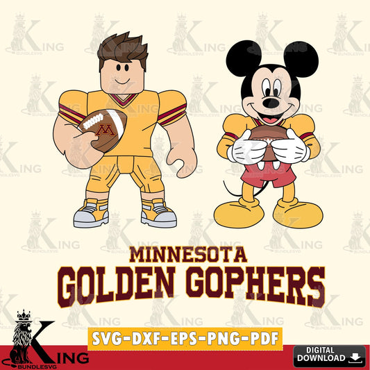 Minnesota Golden Gophers Roblox & Mickey Football SVG file , NCAA Cricut,  File cut , Digital Download , PDF File