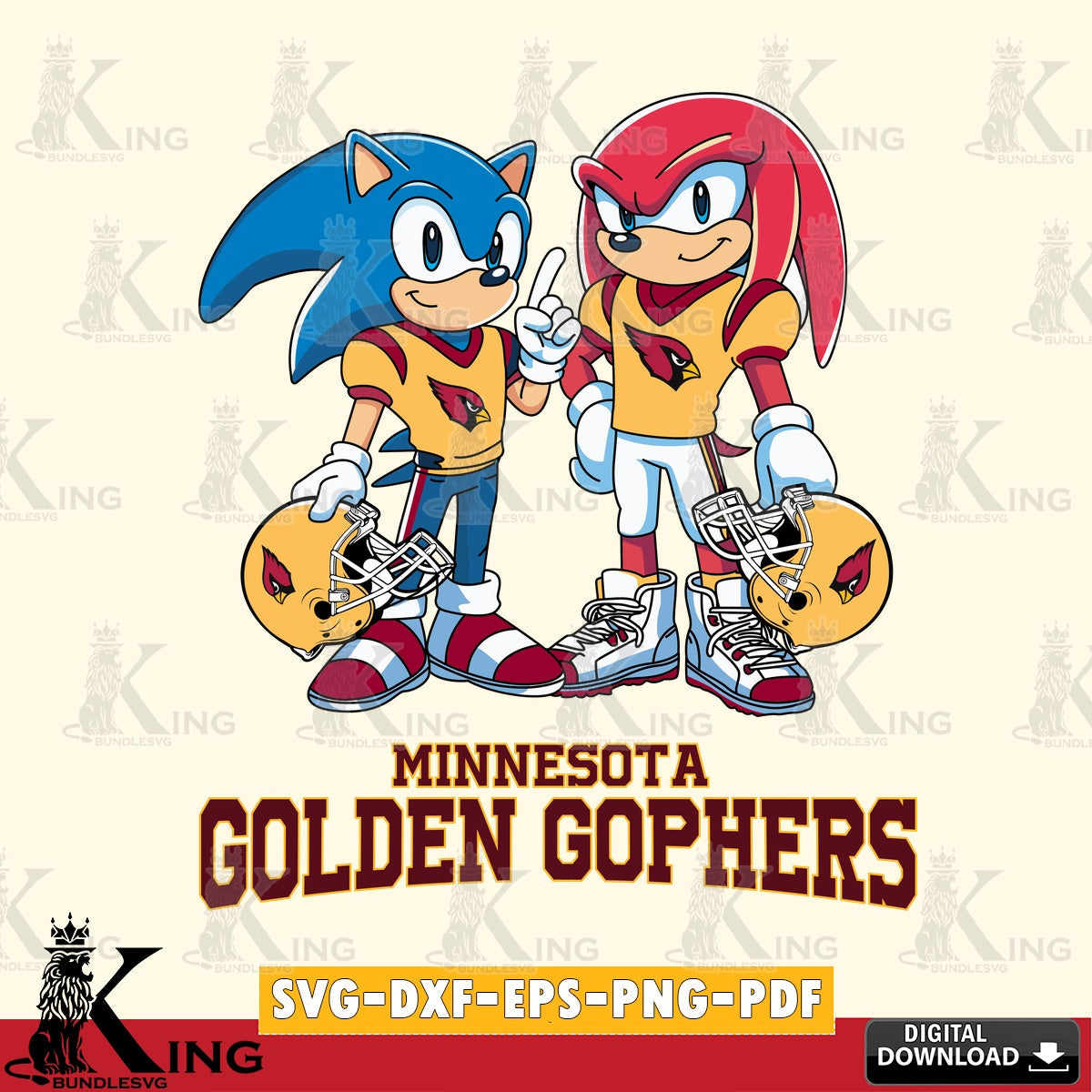 Digital clipart of Minnesota Golden Gophers Sonic And Knuckles football, versatile clip art for stickers, decals, and mugs.