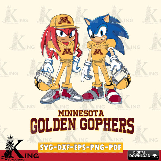 Eye-catching graphic of Minnesota Golden Gophers Sonic and Knuckles football player, cut file ideal for vinyl projects and