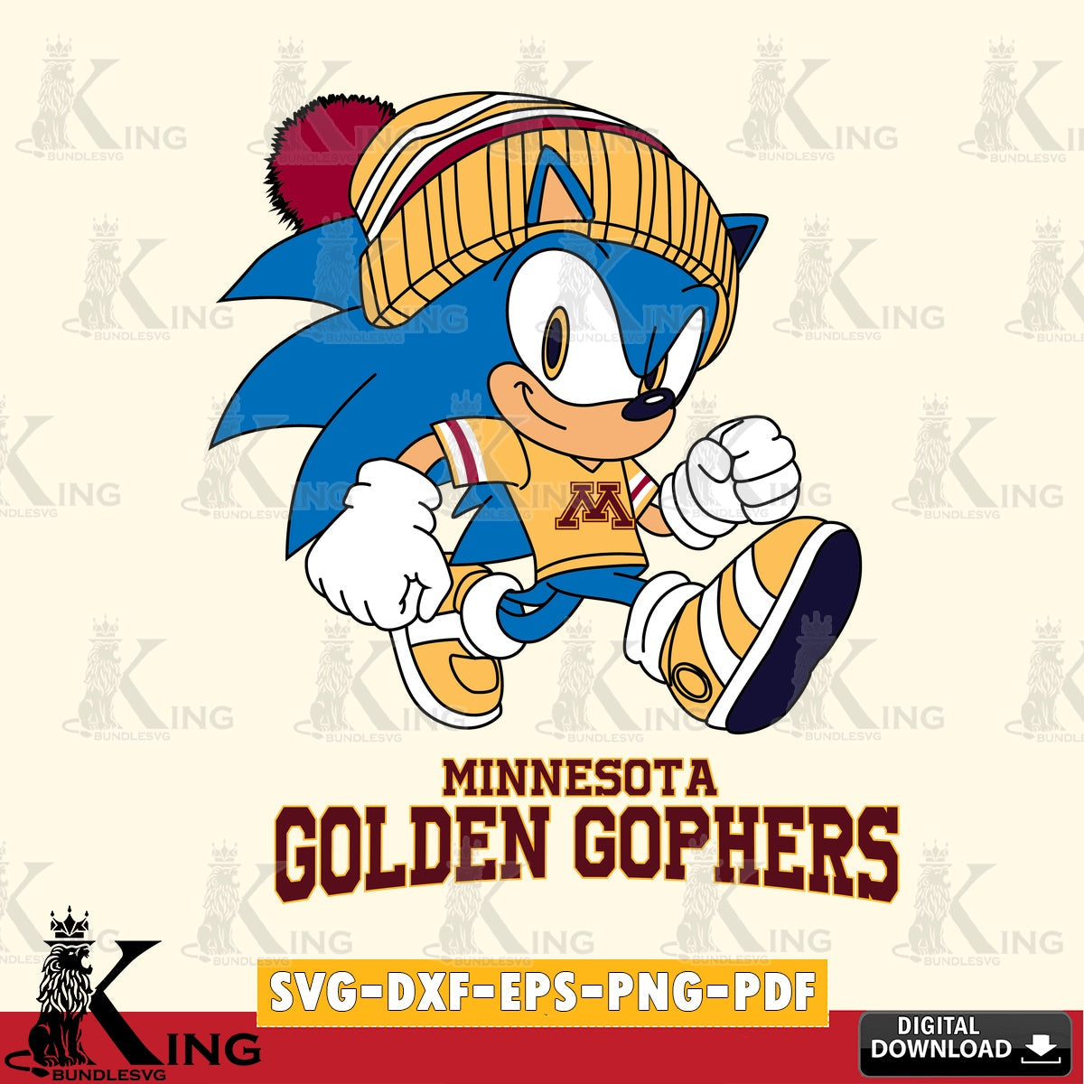 Vector design showing Minnesota Golden Gophers Sonic Football, digital clipart compatible with laser engraving and cutting