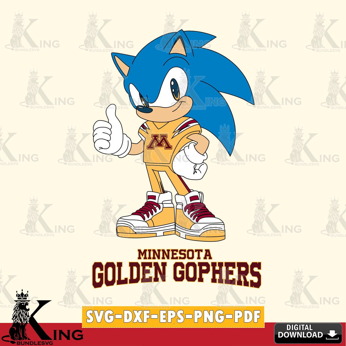 Minnesota Golden Gophers Sonic Like Football SVG file, Vector , Digital Download , PDF File , Instant Download