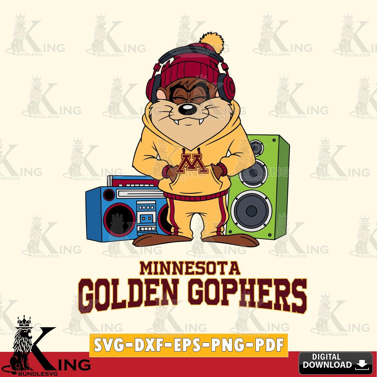 Minnesota Golden Gophers Taz Hip Hop SVG file, Cut file  , Digital Download , Instant Download, Taz svg, NCAA svg