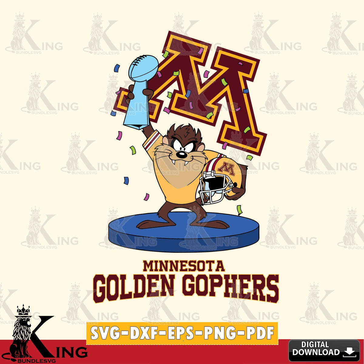 Minnesota Golden Gophers Taz Trophy Podium SVG file, Cut file  , Digital Download , Instant Download, Taz svg, NCAA svg