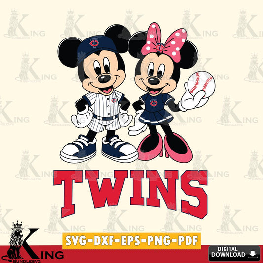 Minnesota Twins Baseball Mickey Minnie Mouse SVG File, MLB for Cricut, Silhouette, Digital Download , file cut