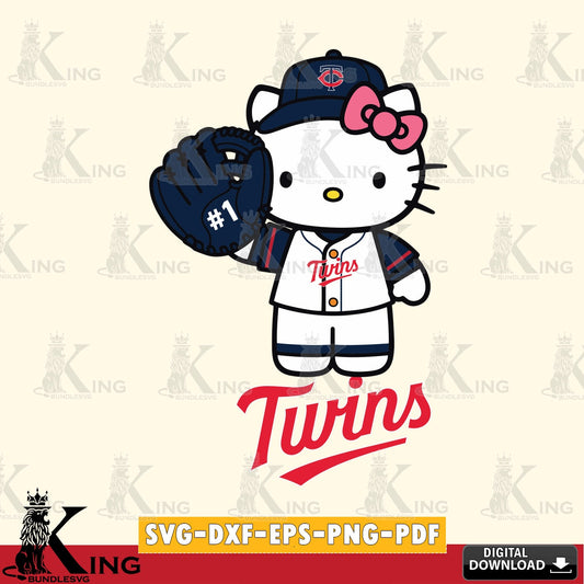 Mega bundle containing Minnesota Twins Hello Kitty Baseball #1 digital file for silhouette cameo and cricut projects