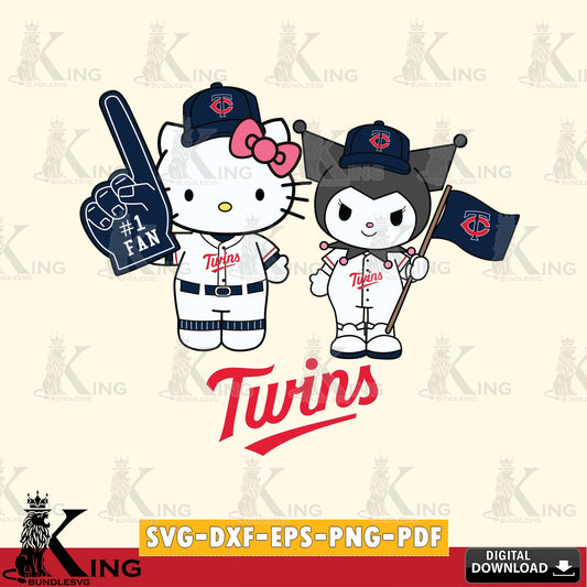 Massive pack of Minnesota Twins Hello Kitty Kuromi Fan Baseball digital file for silhouette cameo and cricut projects