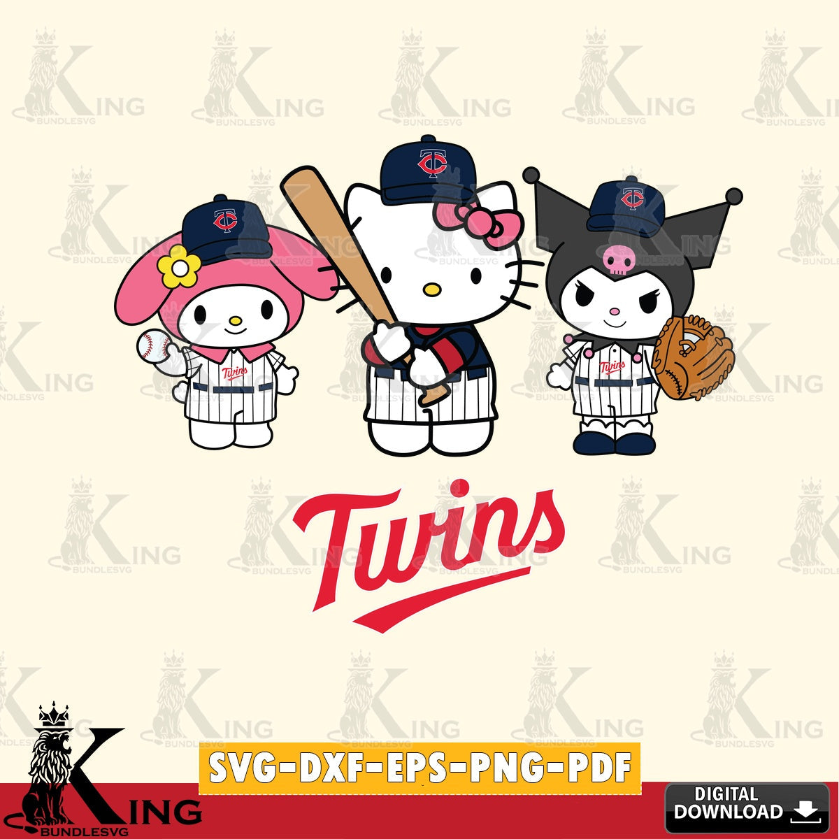 Custom design featuring Minnesota Twins Kawaii baseball team, SVG PNG design suitable for Glowforge and laser cutting