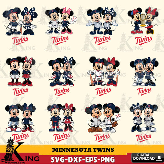 Minnesota Twins Mickey Minnie Baseball Player MLB Bundle SVG file , For Cricut,  File cut , Digital Download , PDF File, Cut Files