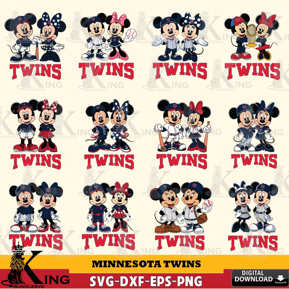 Minnesota Twins Mickey Minnie MLB Bundle SVG DXF EPS PNG PDF, MLB for Cricut, Silhouette, Digital Download , file cut