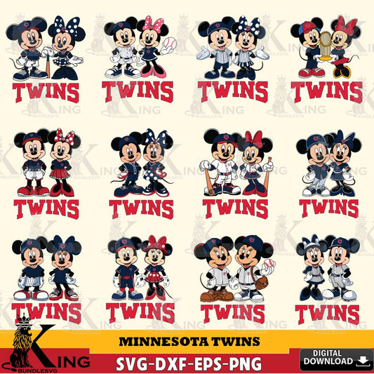 Minnesota Twins Mickey Minnie MLB Bundle SVG DXF EPS PNG PDF, MLB for Cricut, Silhouette, Digital Download , file cut