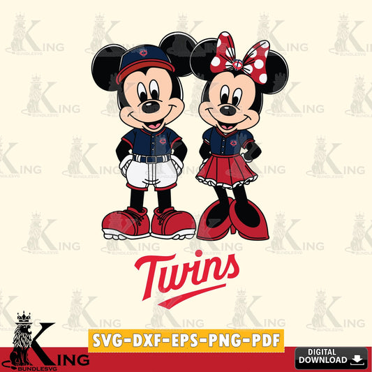 Minnesota Twins Mickey Minnie Mouse Baseball SVG file , For Cricut,  File cut , Digital Download , PDF File, Cut Files