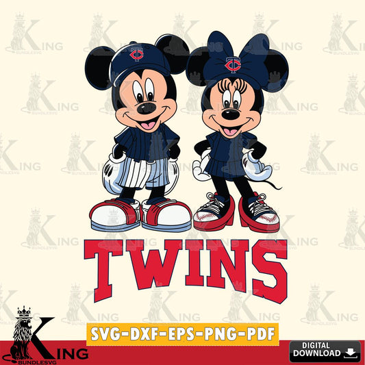 Minnesota Twins Mickey Minnie Mouse Fan SVG File, MLB for Cricut, Silhouette, Digital Download , file cut
