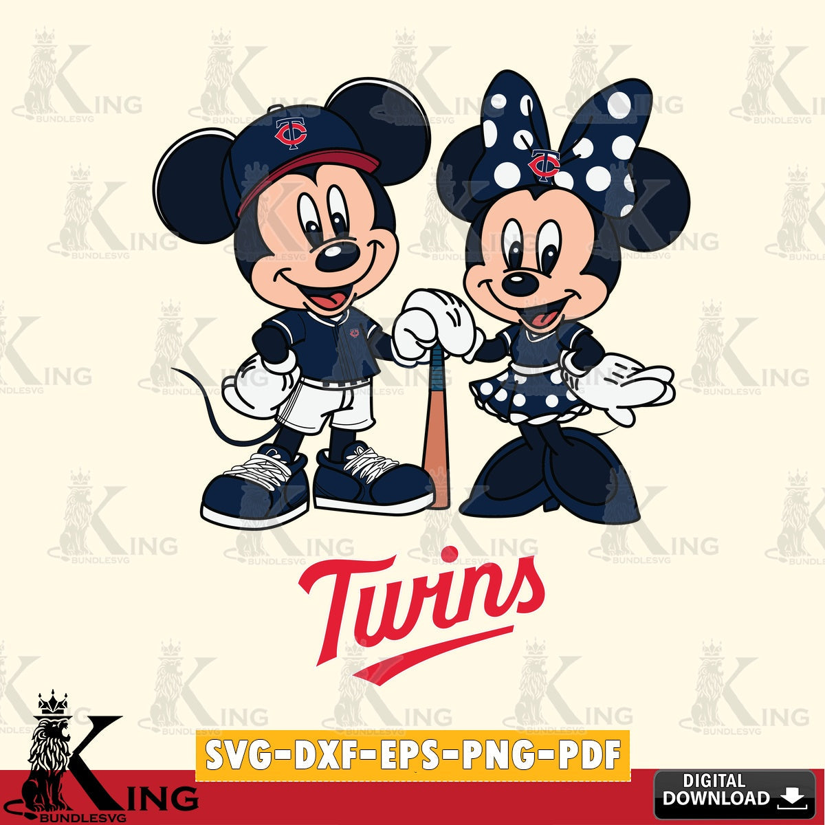 Minnesota Twins Mickey Minnie Mouse Sport SVG file , For Cricut,  File cut , Digital Download , PDF File, Cut Files