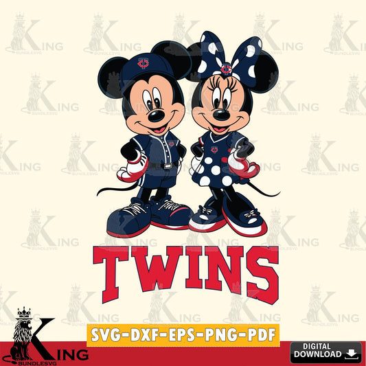 Minnesota Twins Mickey Minnie Mouse couple sport SVG File, MLB for Cricut, Silhouette, Digital Download , file cut