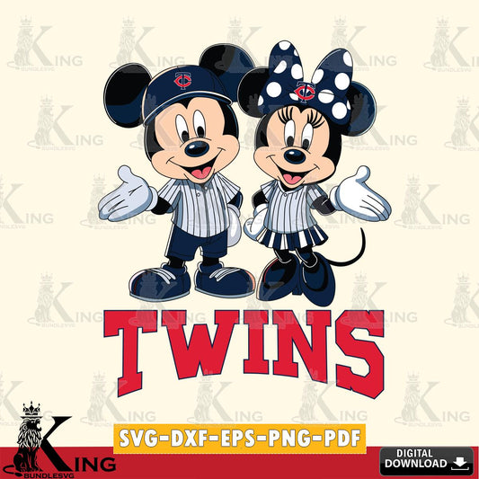 Minnesota Twins Mickey Minnie couple SVG File, MLB for Cricut, Silhouette, Digital Download , file cut
