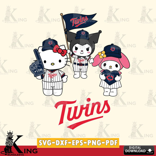 Printable art of Minnesota Twins Sanrio Squad Cute, SVG cut file for personalized gifts and laser projects