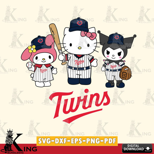 All-in-one bundle of Minnesota Twins Squad kitty kuromi melody for Cricut, cut files, PNG clipart for sublimation printing and