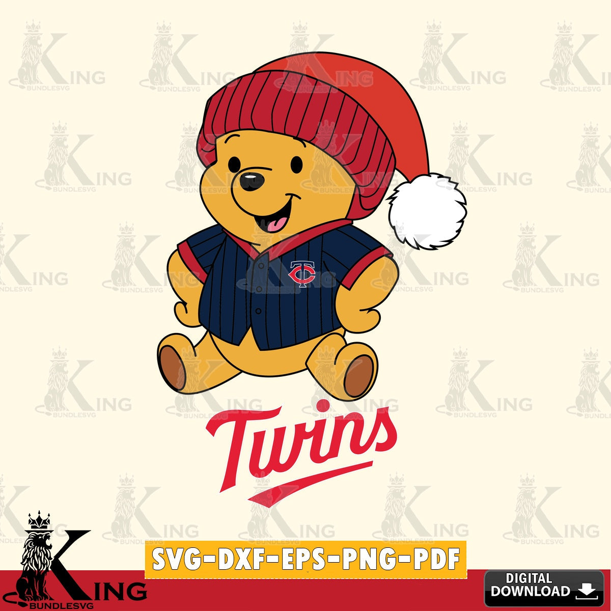 Custom design featuring Minnesota Twins Winnie the Pooh playing ball, a high-quality vector for DIY scrapbooking and home decor.
