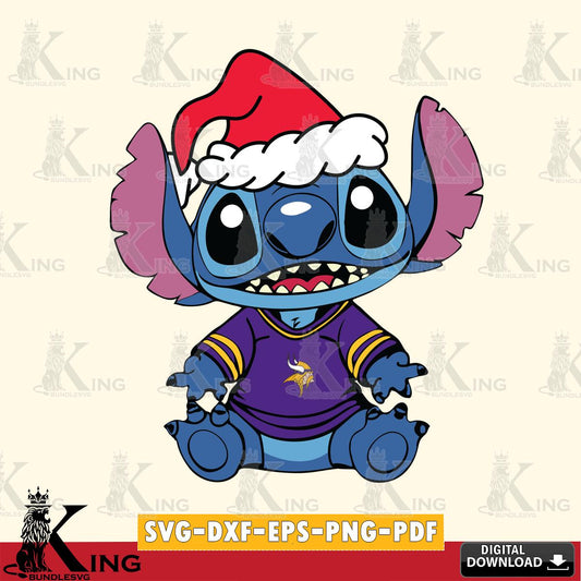 Minnesota Vikings Baby Stitch Christmas SVG, NFL for Cricut, Silhouette, Digital Download , file cut