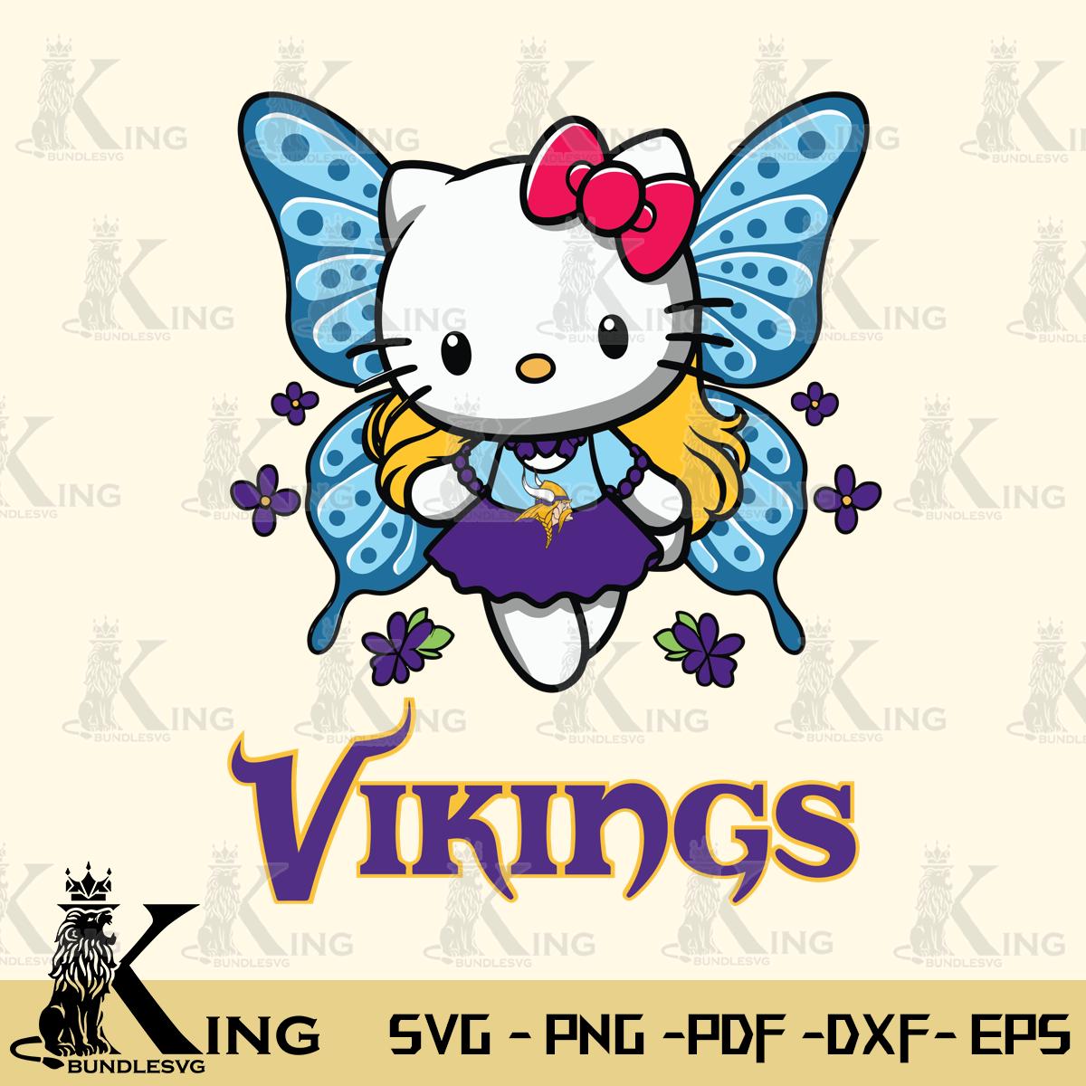 Minnesota Vikings Butterfly Kitty Charm Svg Eps Dxf Png File, Digital Download