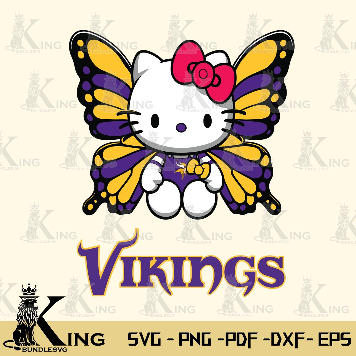 Minnesota Vikings Butterfly Kitty Delight Svg Eps Dxf Png File, Digital Download