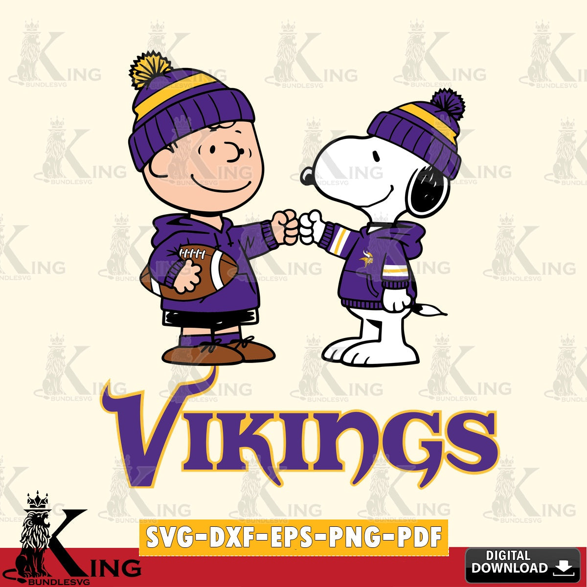 Minnesota Vikings CharlieBrown Football Fist Bump Cricut file , Cut file  , Digital Download , PDF File , Instant Download