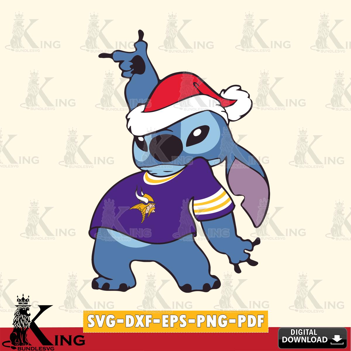 Minnesota Vikings Disney Lilo & Stitch Christmas SVG, NFL for Cricut, Silhouette, Digital Download , file cut