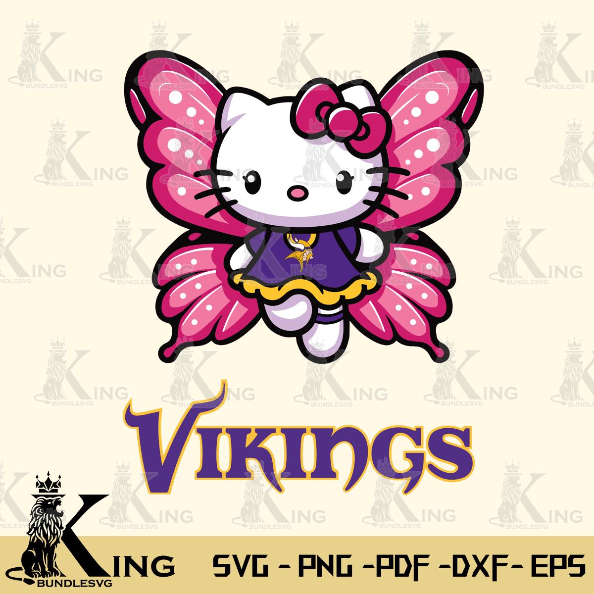 Minnesota Vikings Hello Kitty Dreamscape Svg Eps Dxf Png File, Digital Download