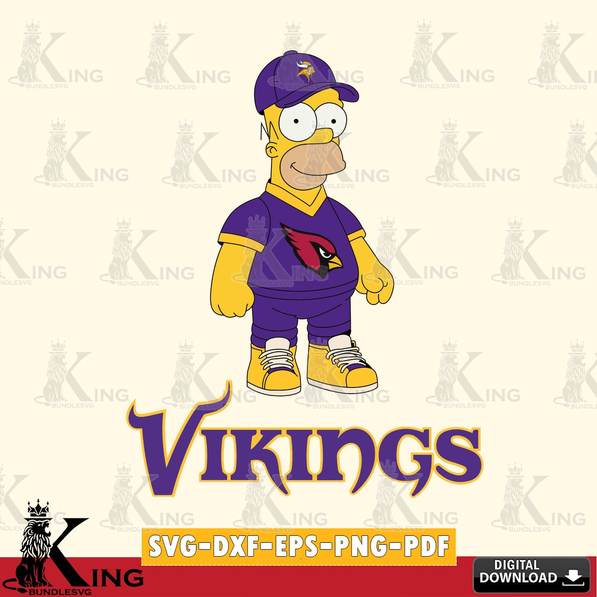 Digital clipart of Minnesota Vikings Homer Simpson football, PNG clipart for sublimation printing and graphic design