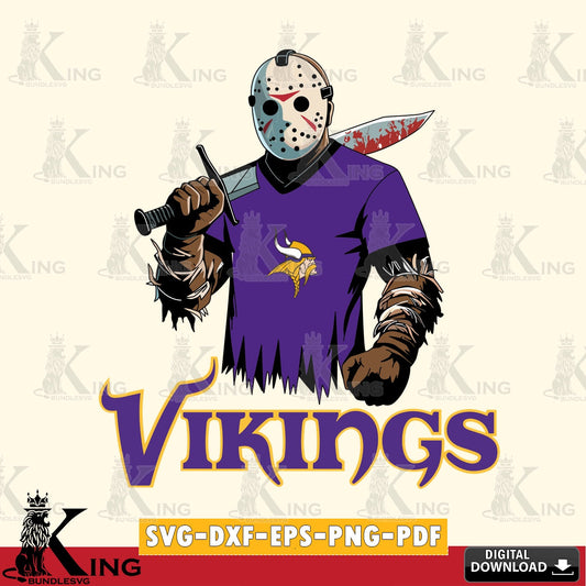 Creative design featuring Minnesota Vikings Jason Voorhees football, versatile clip art for stickers, decals, and mugs.