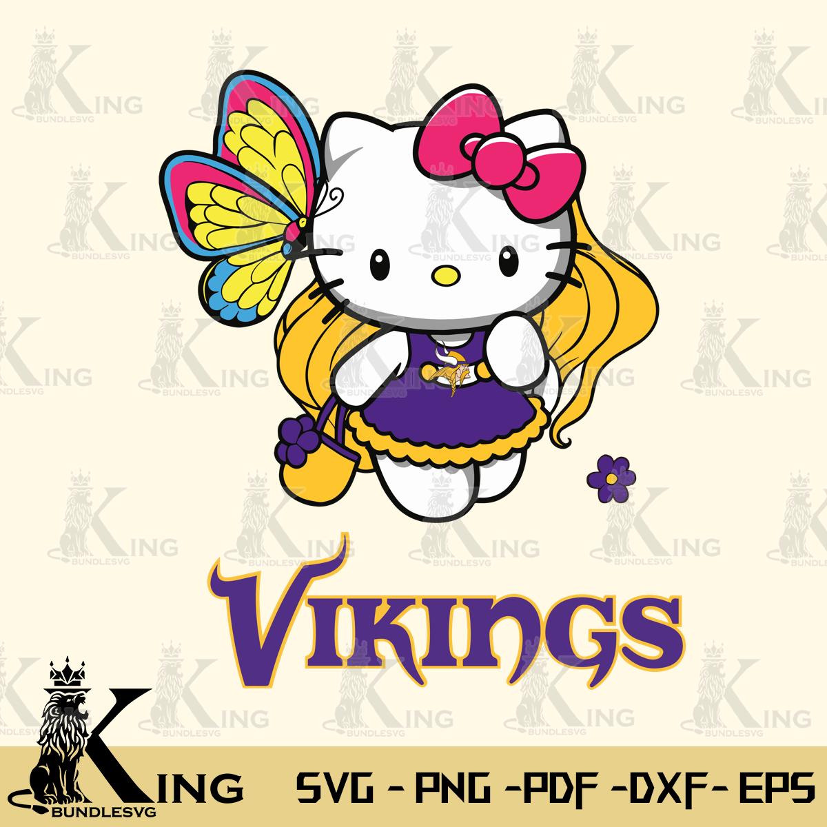 Minnesota Vikings Kitty Cartoon Svg Eps Dxf Png File, Digital Download