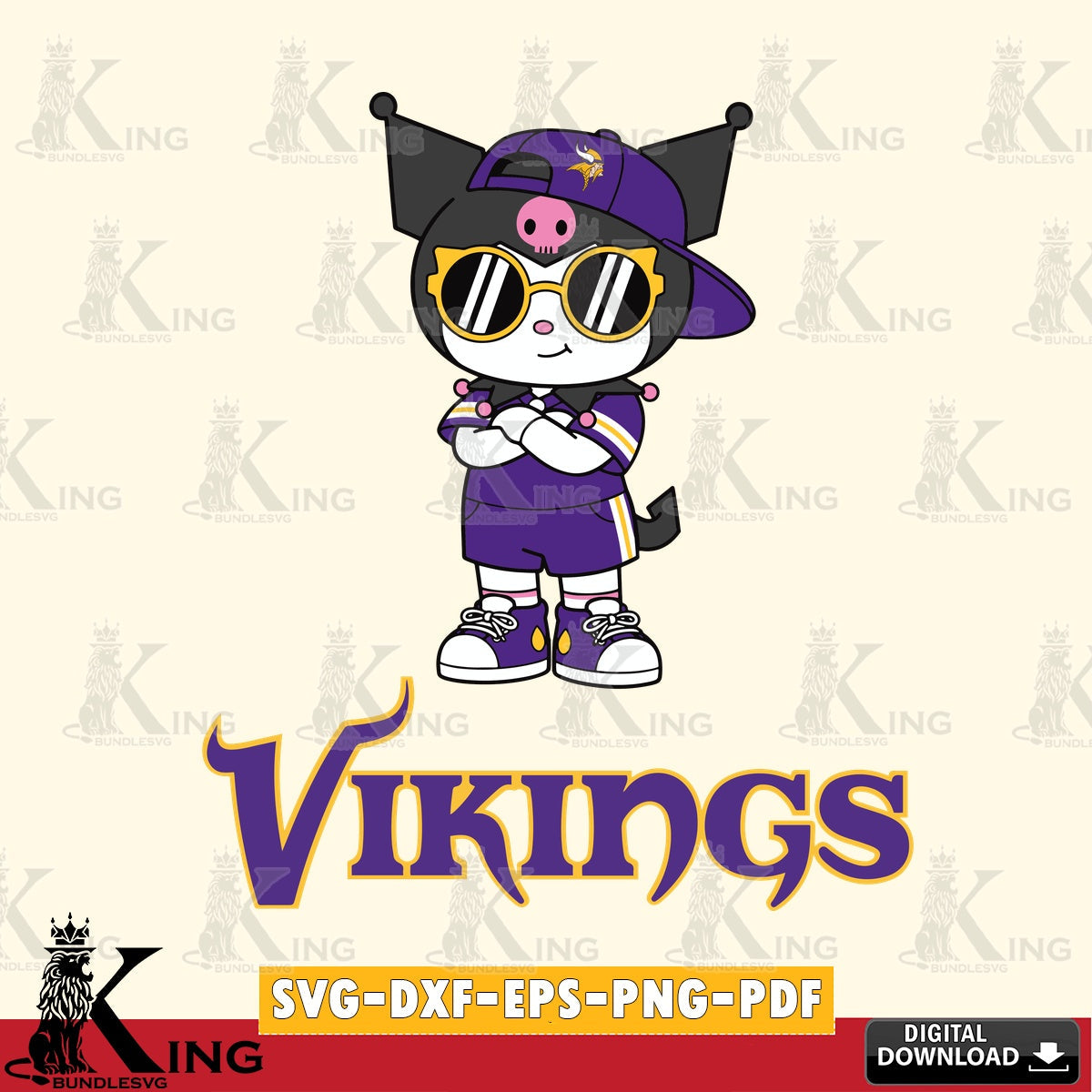 Minnesota Vikings Kuromi Football Jersey SVG file, Cricut, Cut file  , Digital Download , Instant Download, Sanrio svg, Clipart