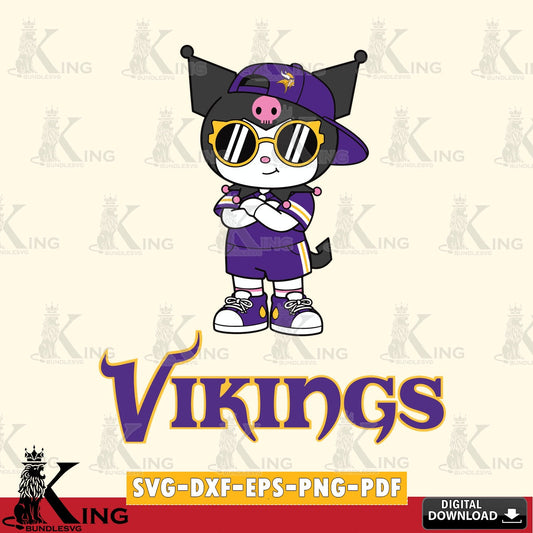 Minnesota Vikings Kuromi Football Jersey SVG file, Cricut, Cut file  , Digital Download , Instant Download, Sanrio svg, Clipart