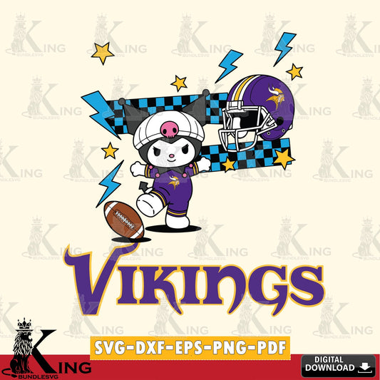 Minnesota Vikings Kuromi Game Day SVG file, Cricut, Cut file  , Digital Download , Instant Download, Sanrio svg, Clipart