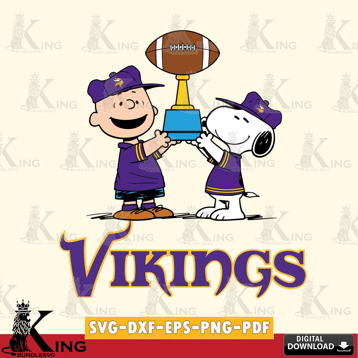 Minnesota Vikings Peanuts Football Trophy Cricut file , Cut file  , Digital Download , PDF File , Instant Download